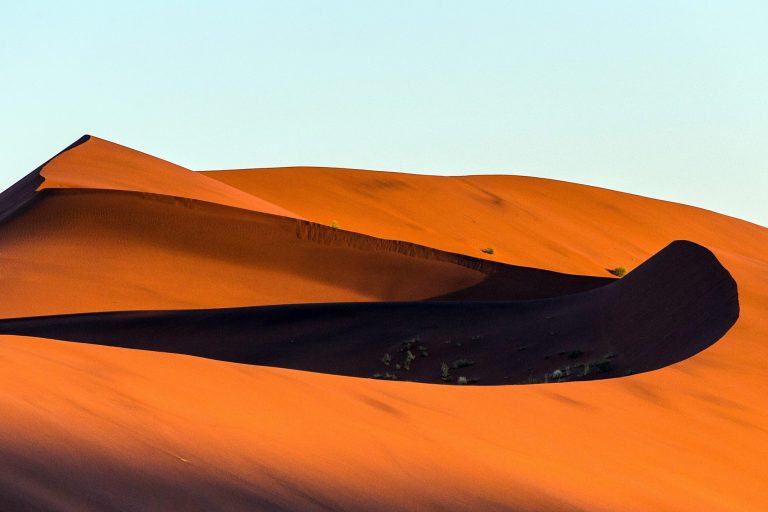 Sunset on sand dunes in Namibia